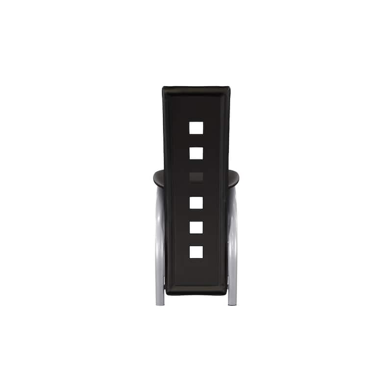 Cinnamon Black Faux Leather Glass Square Counter Height Set
