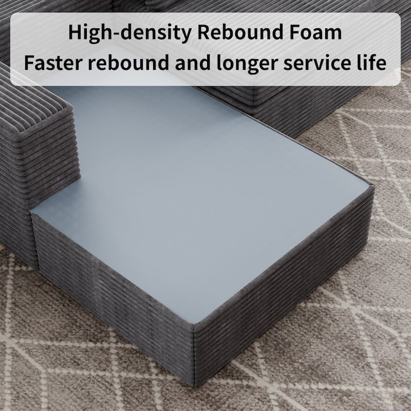 Modland 108" Boneless Cloud Couch, Modular L-Shaped Sectional Sofa, No Assembly, Corduroy