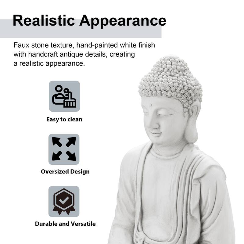 Glitzhome Zen-Style MgO Meditating Garden Buddha Statues Monk Sculpture Indoor Outdoor