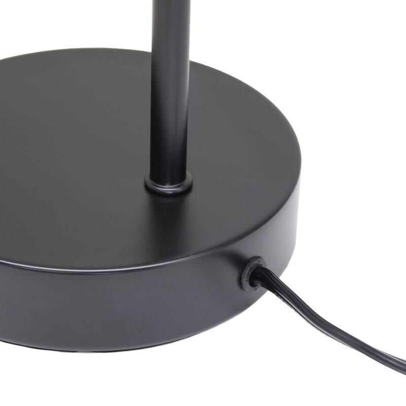 Angled Desk Lamp with Clear Ribbed Glass Shade - 15.75" - Black