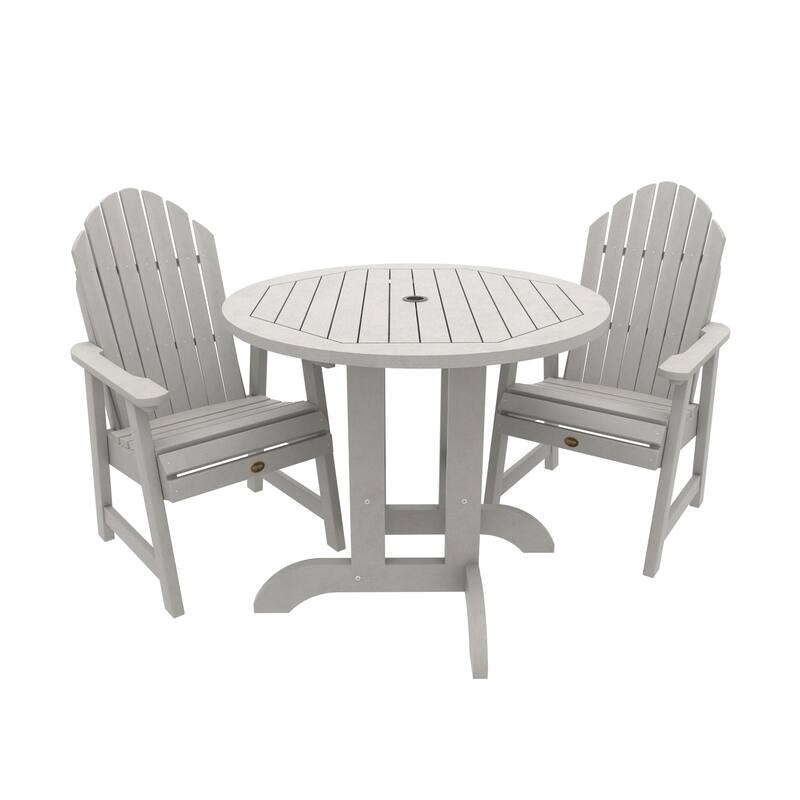 Highwood Commercial 3-Piece Muskoka Adirondack 36" Bistro Dining Set - Harbor Gray