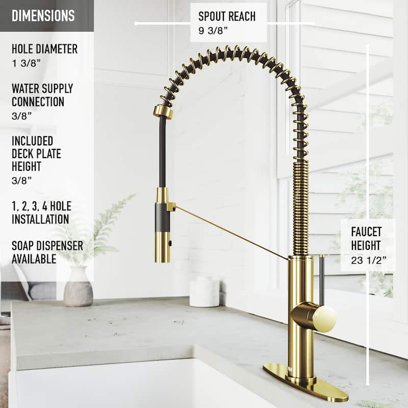 VIGO Livingston 24" H Single Handle Pull-Down Sprayer Kitchen Faucet