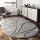 preview thumbnail 40 of 40, Brooklyn Rug Co Krista Contemporary Swirls Shag Area Rug 5' x 8' Oval - Dark Gray