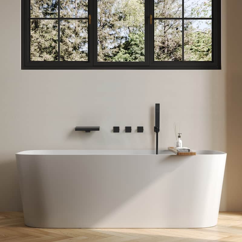 Waterfall Tub Faucet with Rough-in Valve,Wall Mounted Tub Spout with Handheld Shower