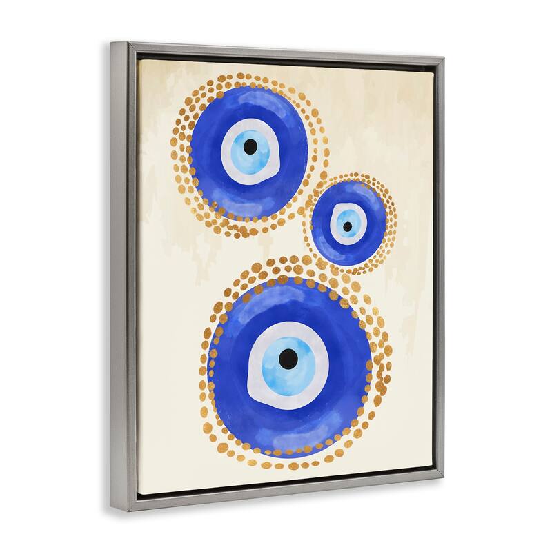 Stupell Round Blue Evil Eye Pattern Lustrous Dotted Detail Floater Frame, Design by Two Smart Blondes