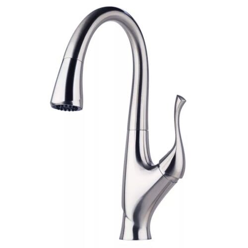 Miseno MK121 Baffi Pull-Down Spray High-Arc Kitchen / Bar Faucet - Includes Escutcheon Plate