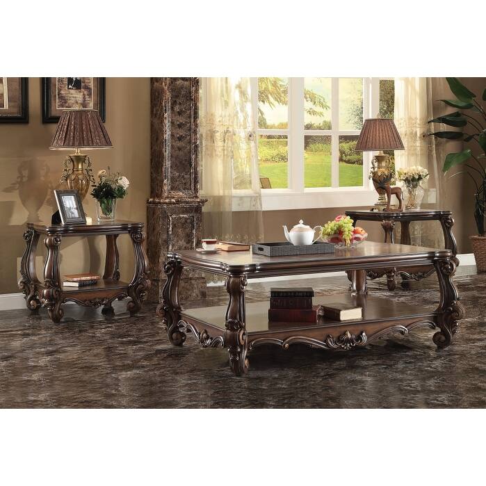 HomeRoots 26" Cherry Oak Manufactured Wood Square End Table With Shelf - 30