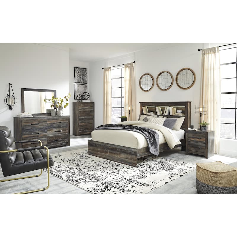 Drystan Rustic Brown Bookcase Bed