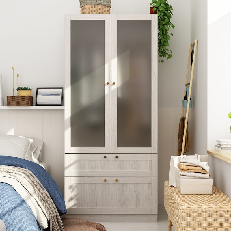 Combo Elegant Light Gray Wardrobe Modular Closet Configuration Armoire