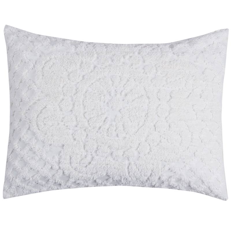 King Wedding Ring Tufted Chenille Bedspread - Blue