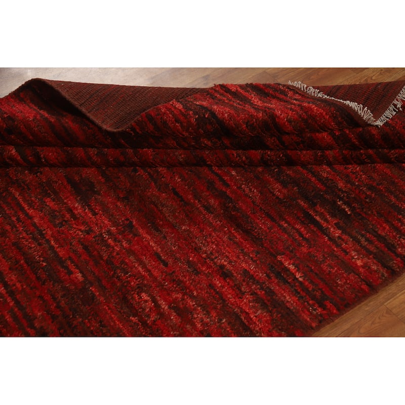 Red Moroccan Oriental Rug Handmade Wool Carpet - 5'2" x 6'7"
