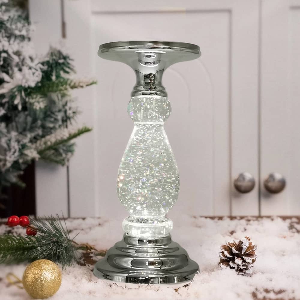 Lighted Candle holder with Swirling Glitter - 4.8*4.8*10.28