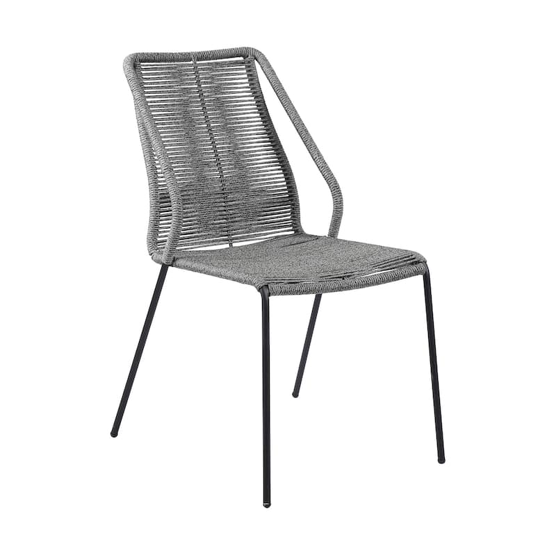 Set of Two 22" Gray Metal Outdoor Dining Chair