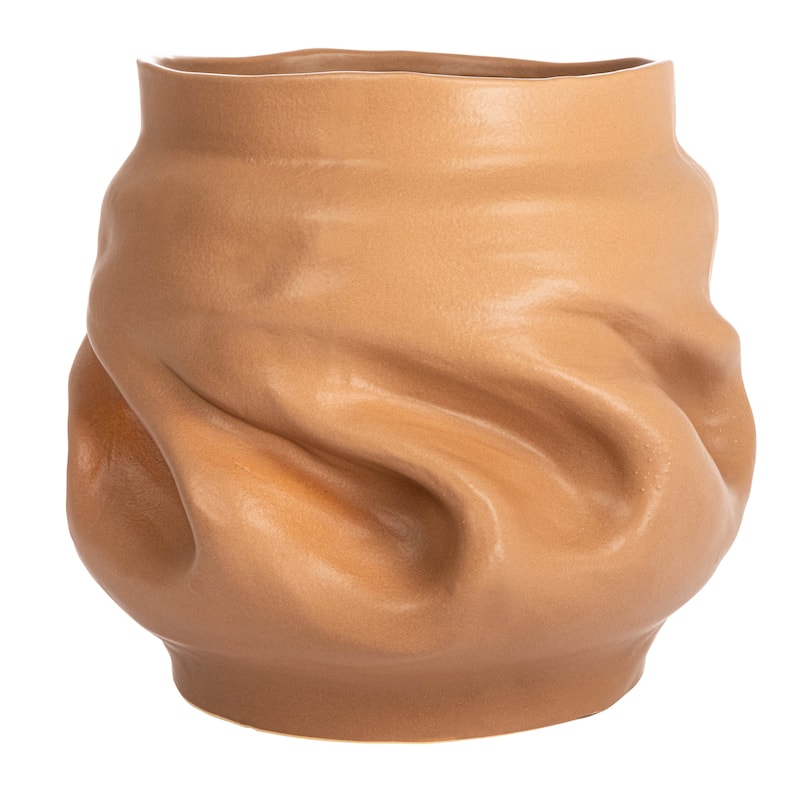 Stoneware Pinched Planter - 9.8"L x 9.8"W x 8.9"H