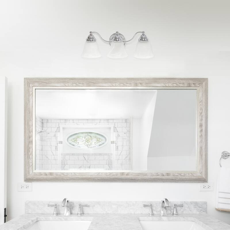 3-Light Vanity Light - Metal & Alabaster Glass - Bathroom, Hallway, Entryway Uplight - 7.5