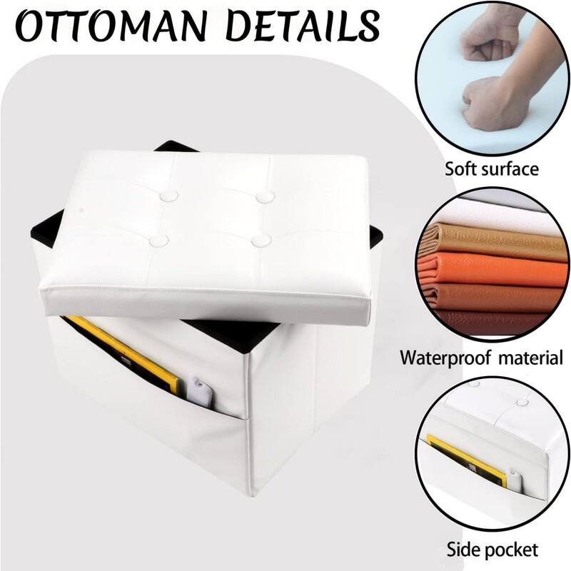 17"Storage Ottoman Folding Footstool