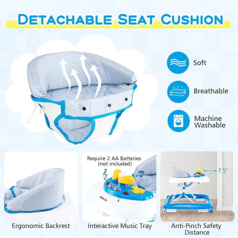 Honeyjoy Foldable Baby Walker with 3 Adjustable Heights Comfy Padded - See Details