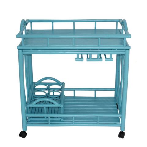 Bamboo Rolling Wine Buffet Kitchen Living Room Bar Serving Cart