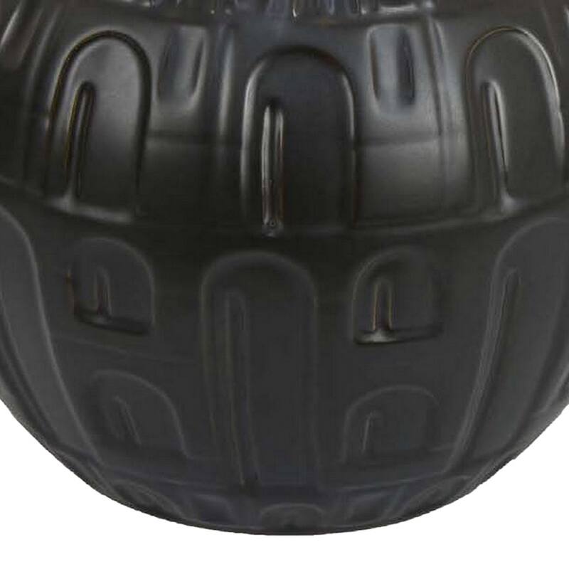 Sheena Vase, Black Ceramic, Narrow Mouth and Embossed Pattern, 10 Inch