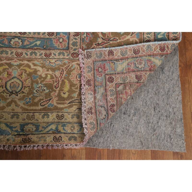 Hand Knotted Oriental 100% Wool Carpet Traditional Floral Pink Kashan Area Rug - 13' 1'' X 9' 8''