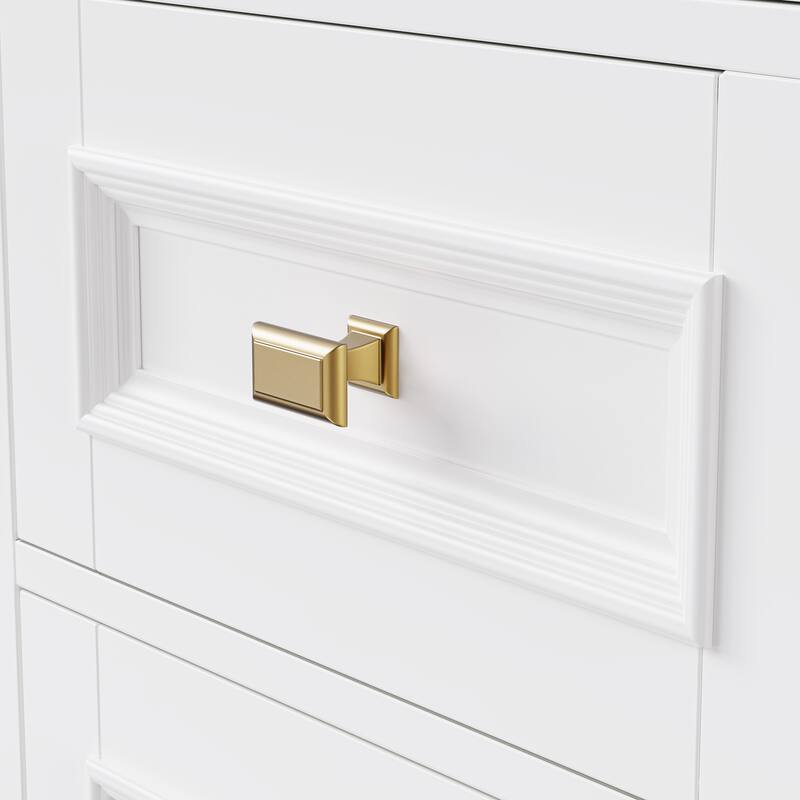 Kitchen Island with Drop Leaf, Adjustable Shelf, Spice Rack, Towel Rack, 2 Doors and 5 Drawers