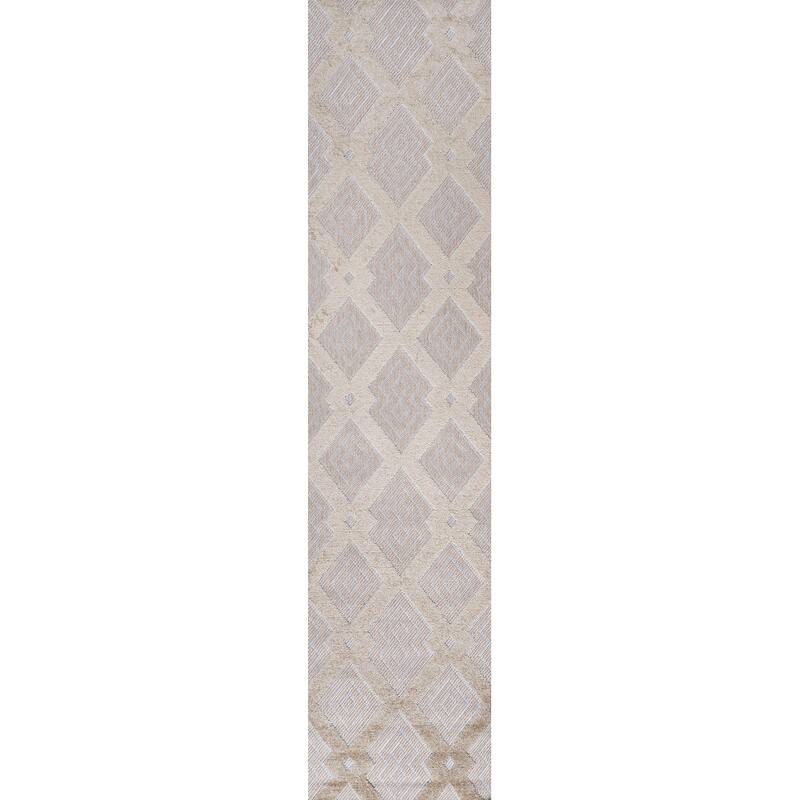 JONATHAN Y Haze High-Low Pile Ogee Trellis Tone-on-Tone Indoor/Outdoor Area Rug - 2 X 10