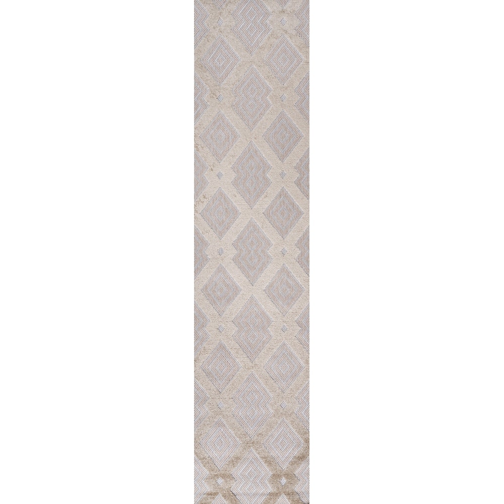 JONATHAN Y Haze High-Low Pile Ogee Trellis Tone-on-Tone Indoor/Outdoor Area Rug