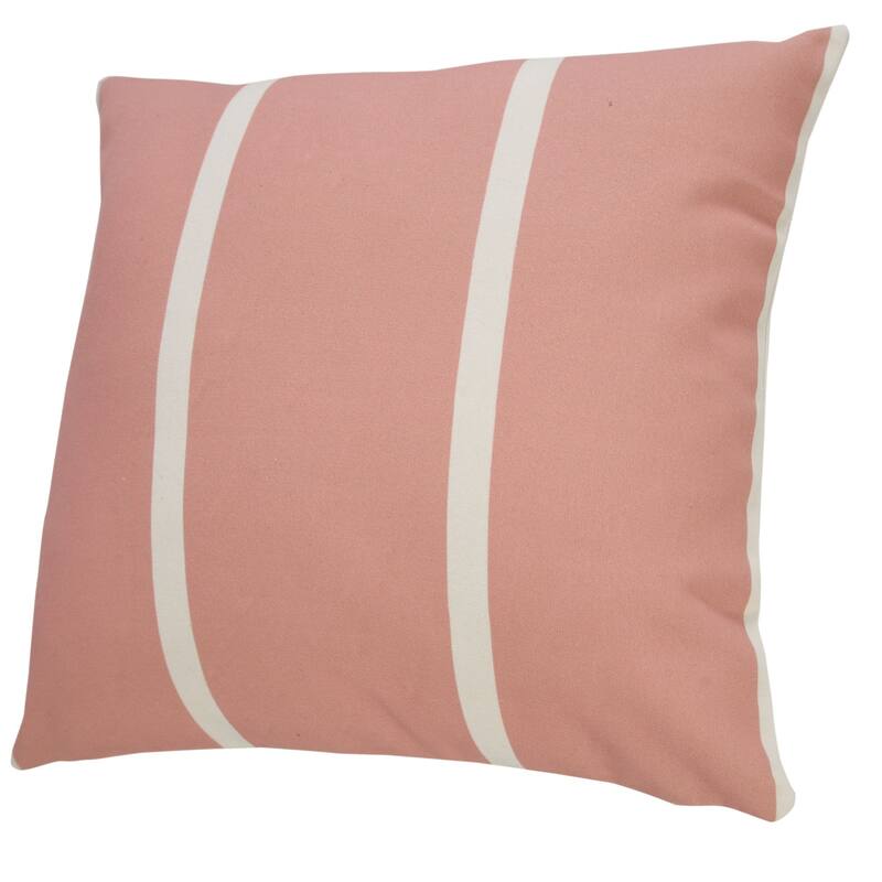 20" Pink and White Striped Square Outdoor Patio Throw Pillow