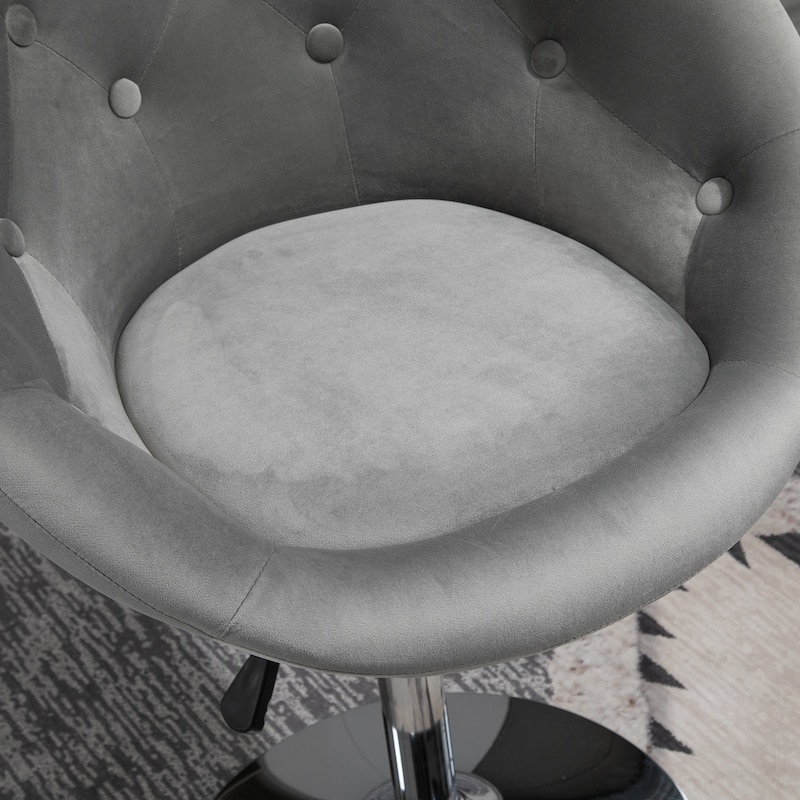 Modern 26" 360° Swivel Adjustable Buttons Tufted Accent Chair with Chrome Frame