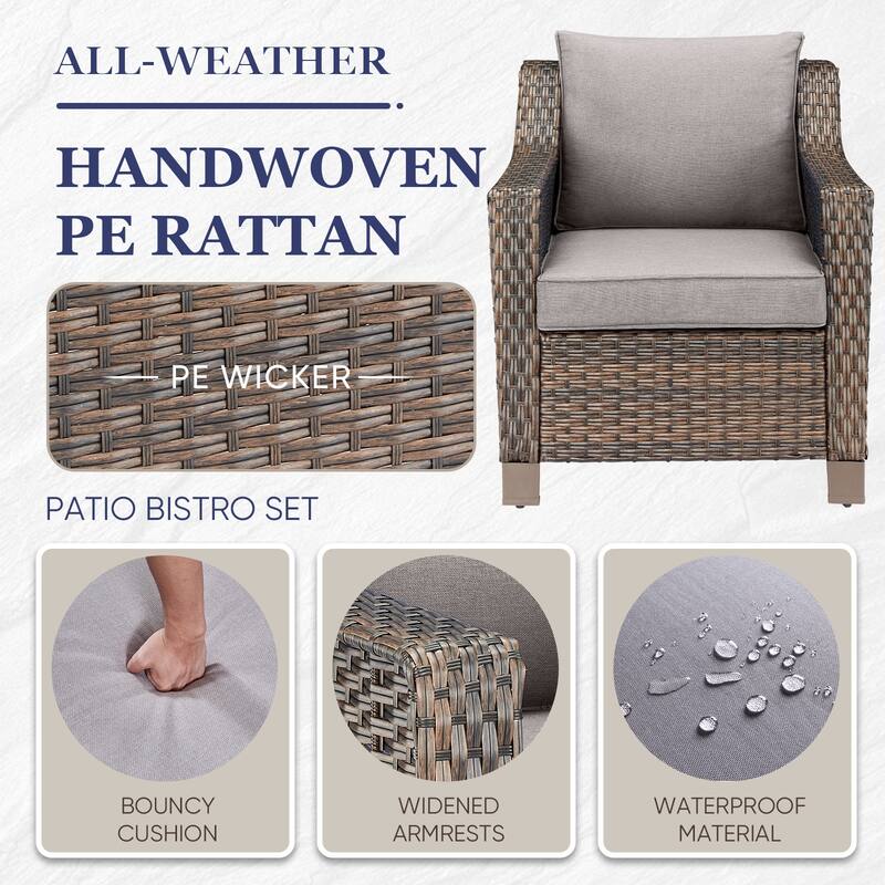 Gymojoy Outdoor Wicker Patio Chairs Set of 2 with Cushions