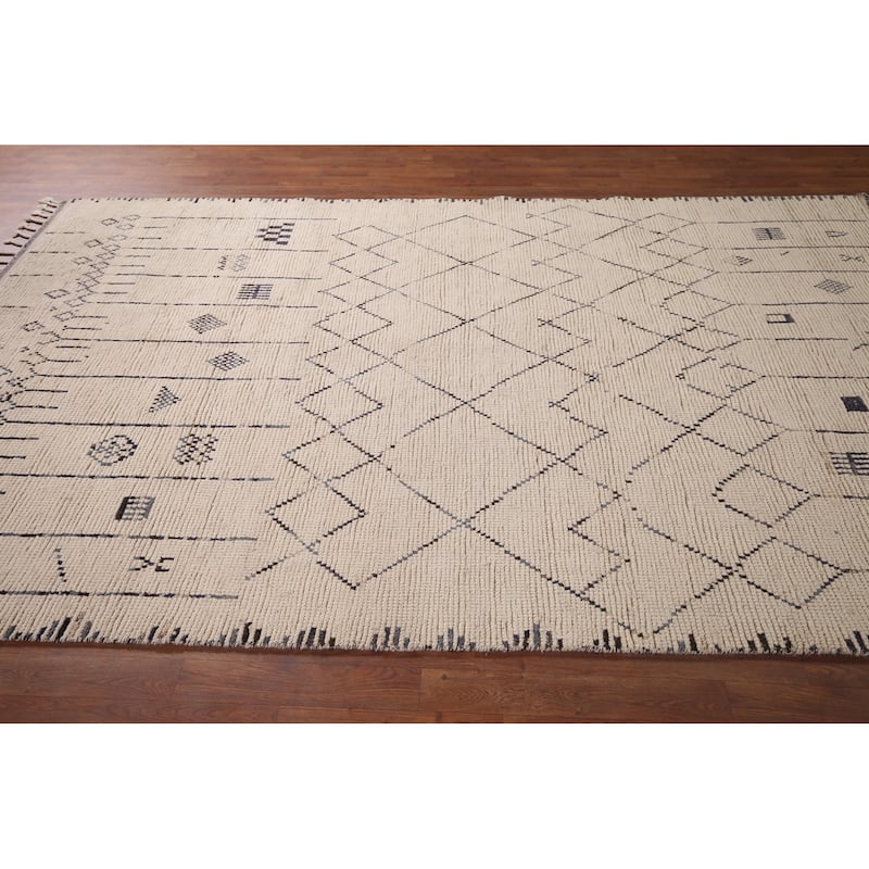 Earth Tone Moroccan Area Rug Hand-Knotted Wool Carpet - 6'0"x 9'7"