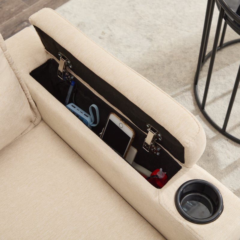 78'' Fabric L-Shaped 3-Seater Sectional Sofa with Storage Ottoman, USB Port, Cup Holders, and Magazine Bags