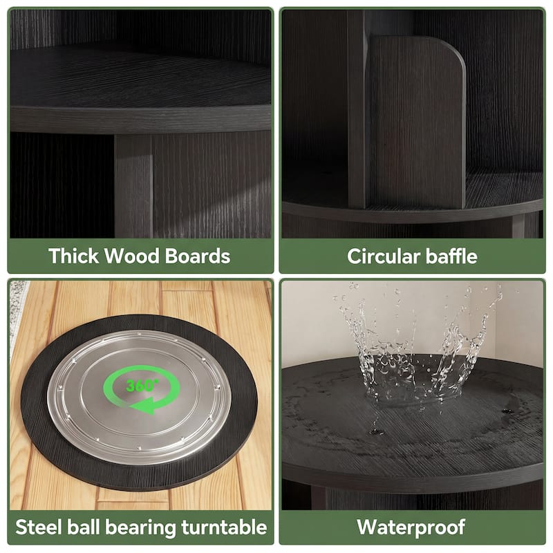 4/5/6 Tiers Round Rotating Bookcase, Revolving Floor Standing Bookshelf Corner Organizer Display