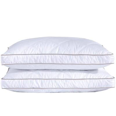 Goose Feathers and Down Pillow for Sleeping Gusseted Bed Hotel Collection Pillows, Queen, Set of 2 - Gusseted Style 1