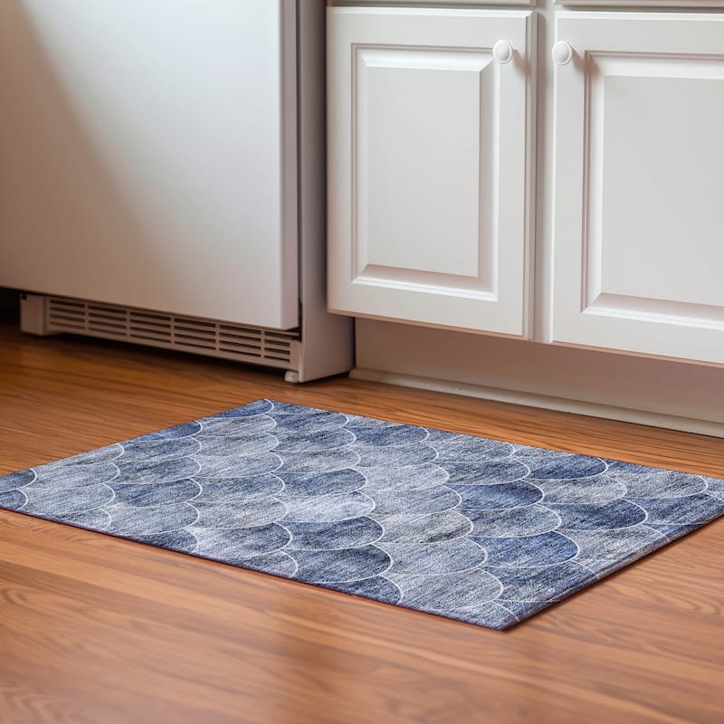 Premium Washable Super Soft Contemporary Geo Mayfield Rug - Blue - 1' 8" x 2' 6" - Rectangle