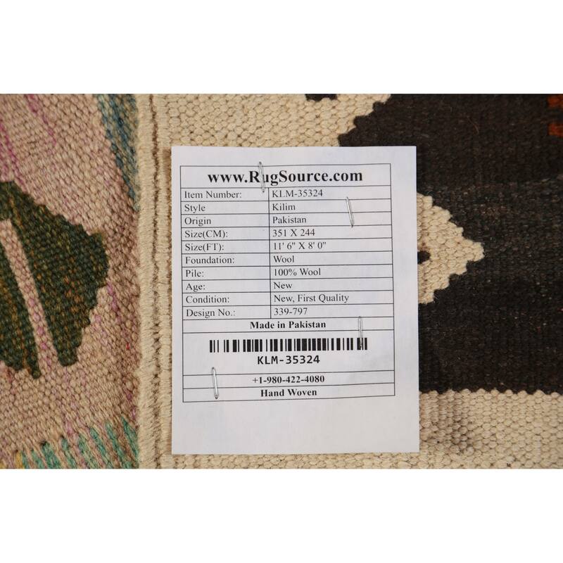 Multicolor Kilim Oriental Area Rug Flatweave Tribal Wool Carpet - 8'0"x 11'6"