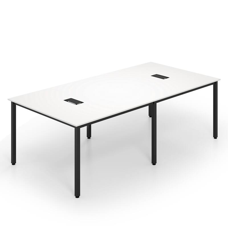 Engineered Wood Conference Table for 10 with Cable Grommets and Metal Frame
