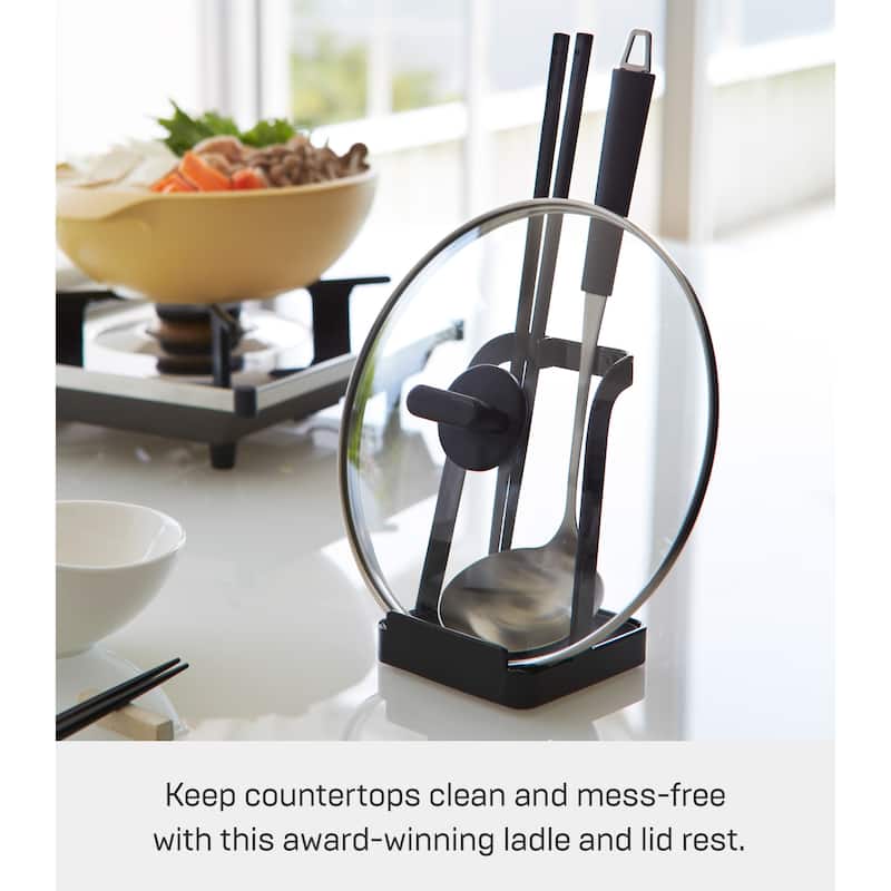 Yamazaki Home Lid and Ladle Stand, Steel - L 3.94 x W 3.94 x H 5.91 inches