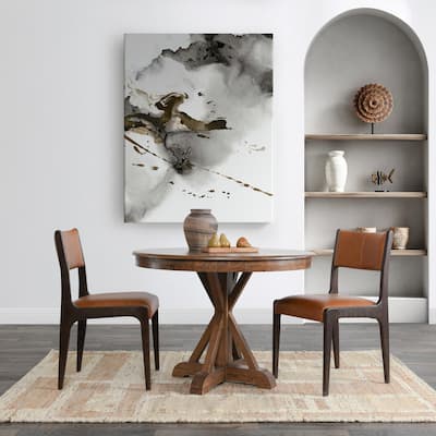 Maxwell 42" Round Pine Wood Dining Table in Brown Finish by Kosas Home