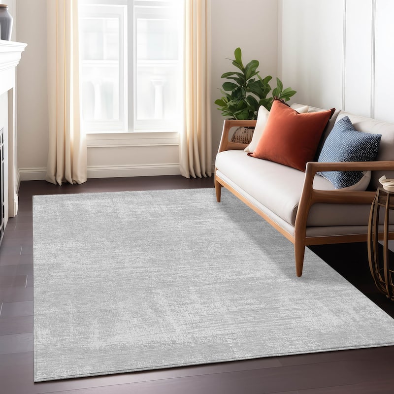 Machine Washable Indoor/ Outdoor Chantille Abstract Solid Rug