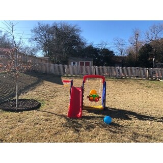 Shop Goplus 3 In 1 Junior Children Climber Slide Swing Seat Basketball Hoop Playset Backyard As Pic Overstock