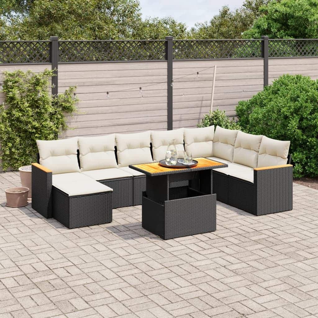 vidaXL Garden Sofa Set Black PE rattan Large Modular Garden Sofa Set - 21.7 x 39.4 x 28.7