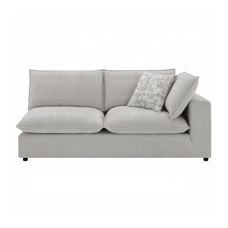Upholstered Modular Right Facing Loveseat with 2 Pillows in Beige - Beige