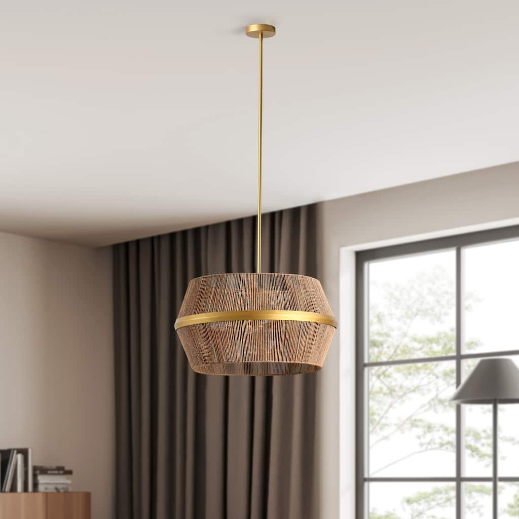 Wendy 6-Light Iron and Rattan Chandelier by Kosas Home