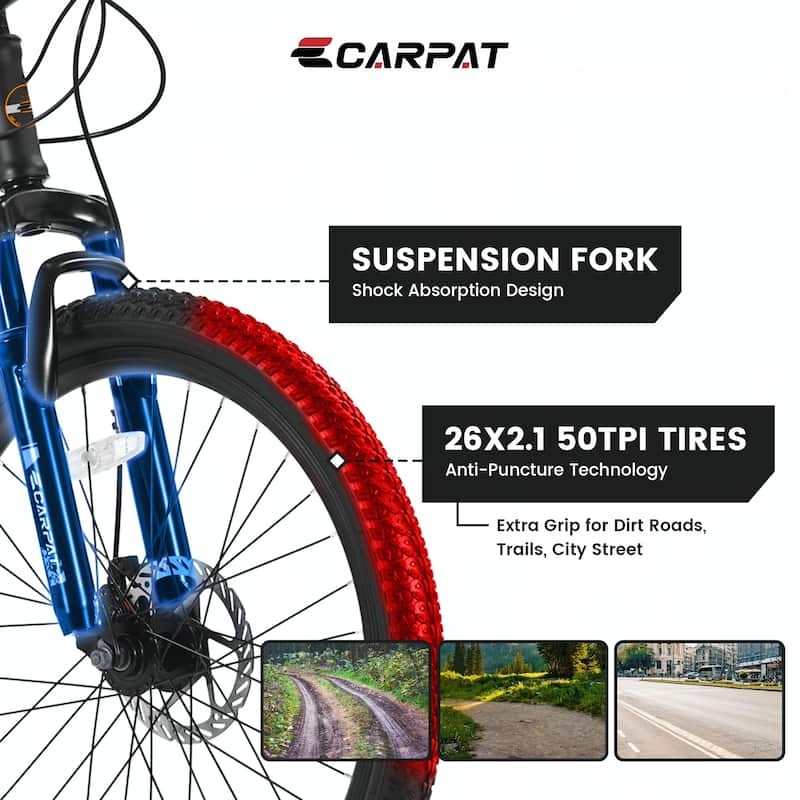 26 Inch Mountain Bike,Shimano 21 Speeds with Mechanical Disc Brakes