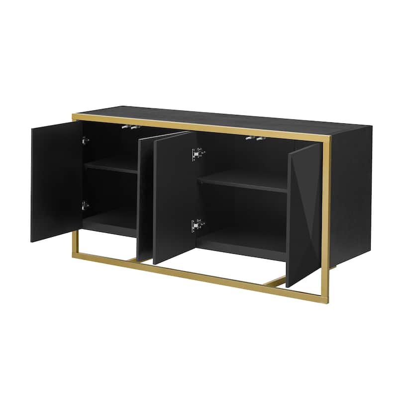 Mahogany Veneer Modern Sideboard with Unique Metal Legs,Suitable for Study,Entryway, Hallway, Living Room, Foyer