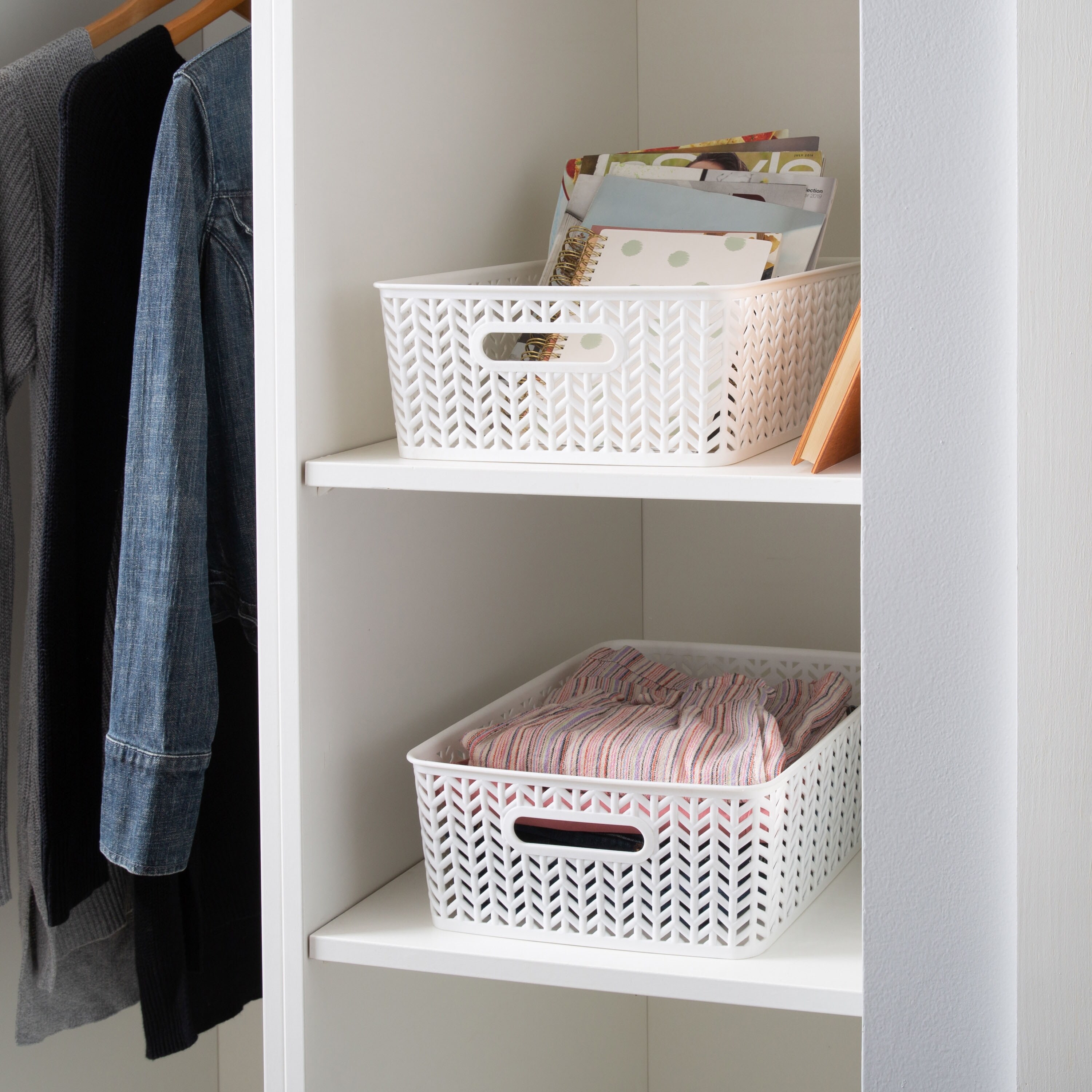 Simplify 2 Pack Medium Herringbone Storage Basket-image