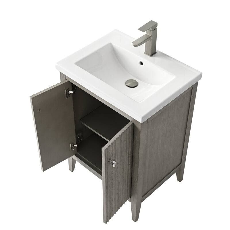 Vanity Art 24" Single Sink Bathroom Vanity Cabinet with Ceramic Top