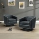 preview thumbnail 46 of 79, 2 Set Tufted PU Vegan Leather Swivel Barrel Chair with Nailheads Trim