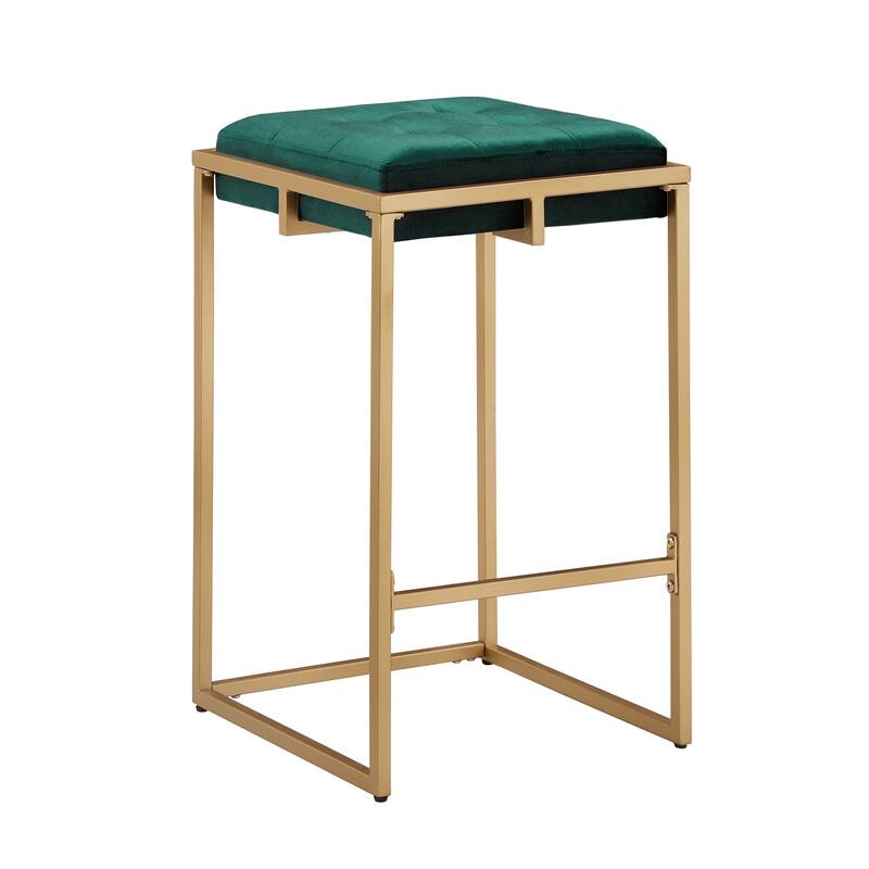 Perdita Gold Finish Velvet Button Tufted Bar Stools (Set of 2) by iNSPIRE Q Bold